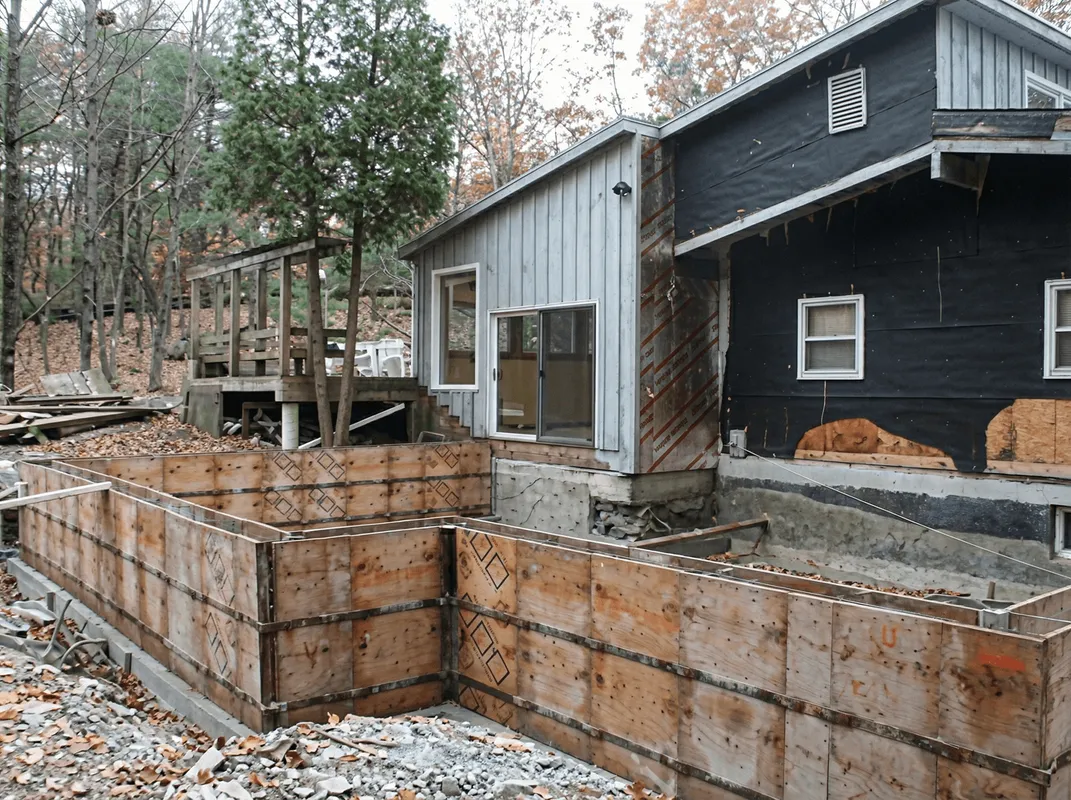 Prepared site with foundation forms for home remodeling and addition project in Cincinnati, OH